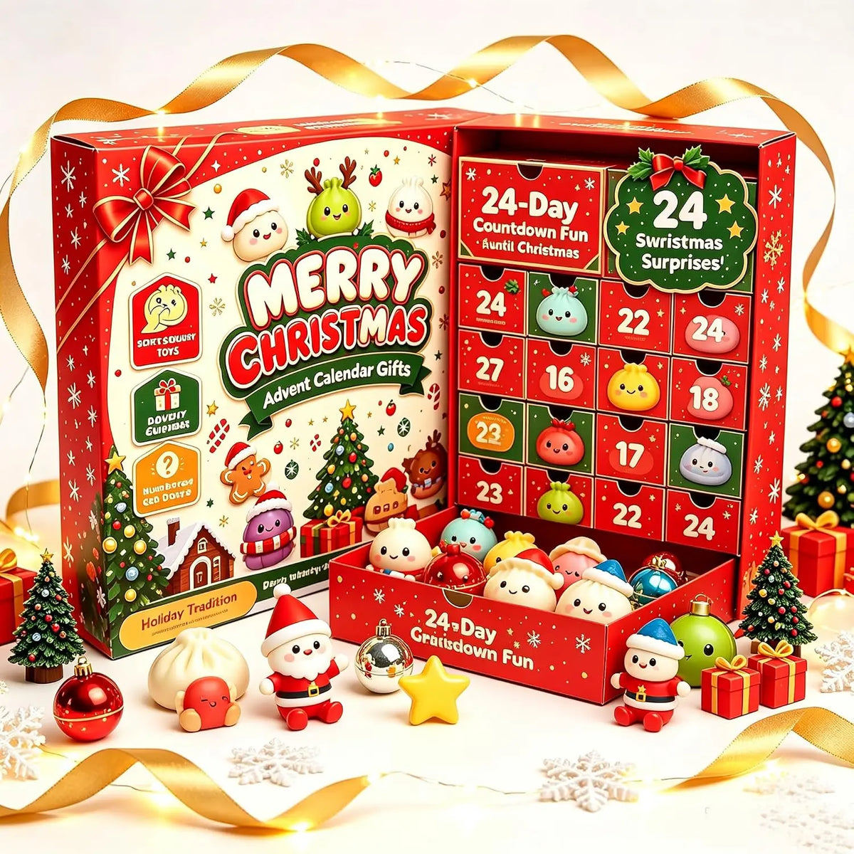Advent Calendar | 2026 24 Day Fidget Squishies | Sensory Dumpling Surprise Toys | Stress Relief Gift