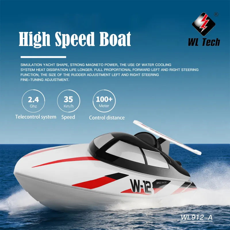 Wl912-a Rc Boat 2.4g Remote Control 35km/h High Speed Capsize