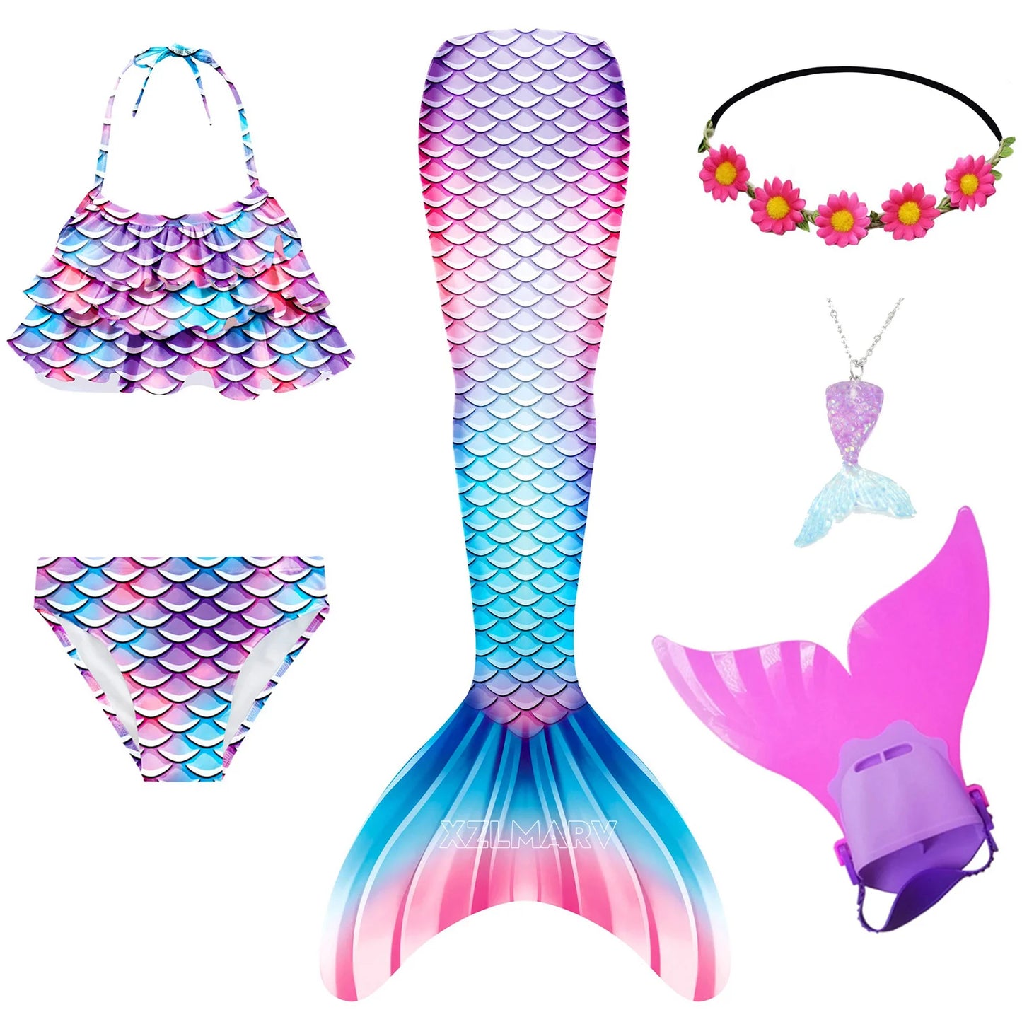 Mermaid Costume For Girls With Tail And Monofin Cosplay Ready