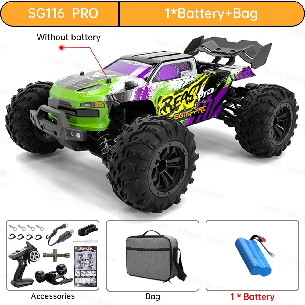 RC SG116 MAX 1:16 High-Speed 4WD RC Drift Racing Monster Truck - 70KM/H Off-Road Remote Control Car for Kids