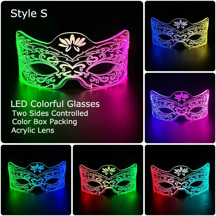 Acrylic LED Luminous Glasses Glow Party Glasses Neon Light Up Visor Eyeglasses DJ Bar Party Eyewear For Halloween Christmas - ToylandEU