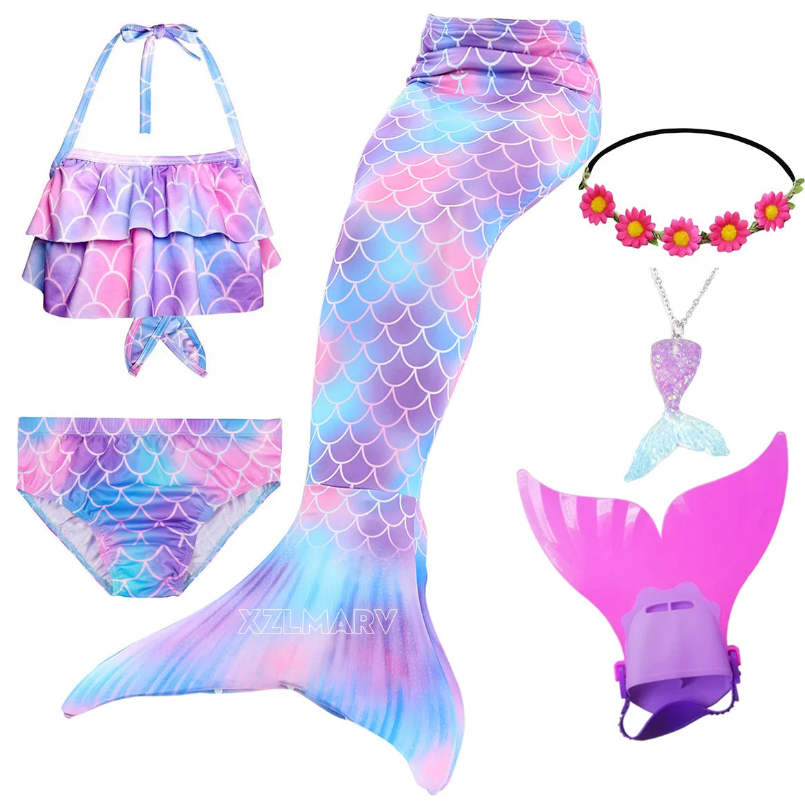 Mermaid Costume For Girls With Tail And Monofin Cosplay Ready