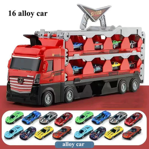 Foldable Large Car Transporter Truck with Racing Track for Kids ToylandEU.com Toyland EU