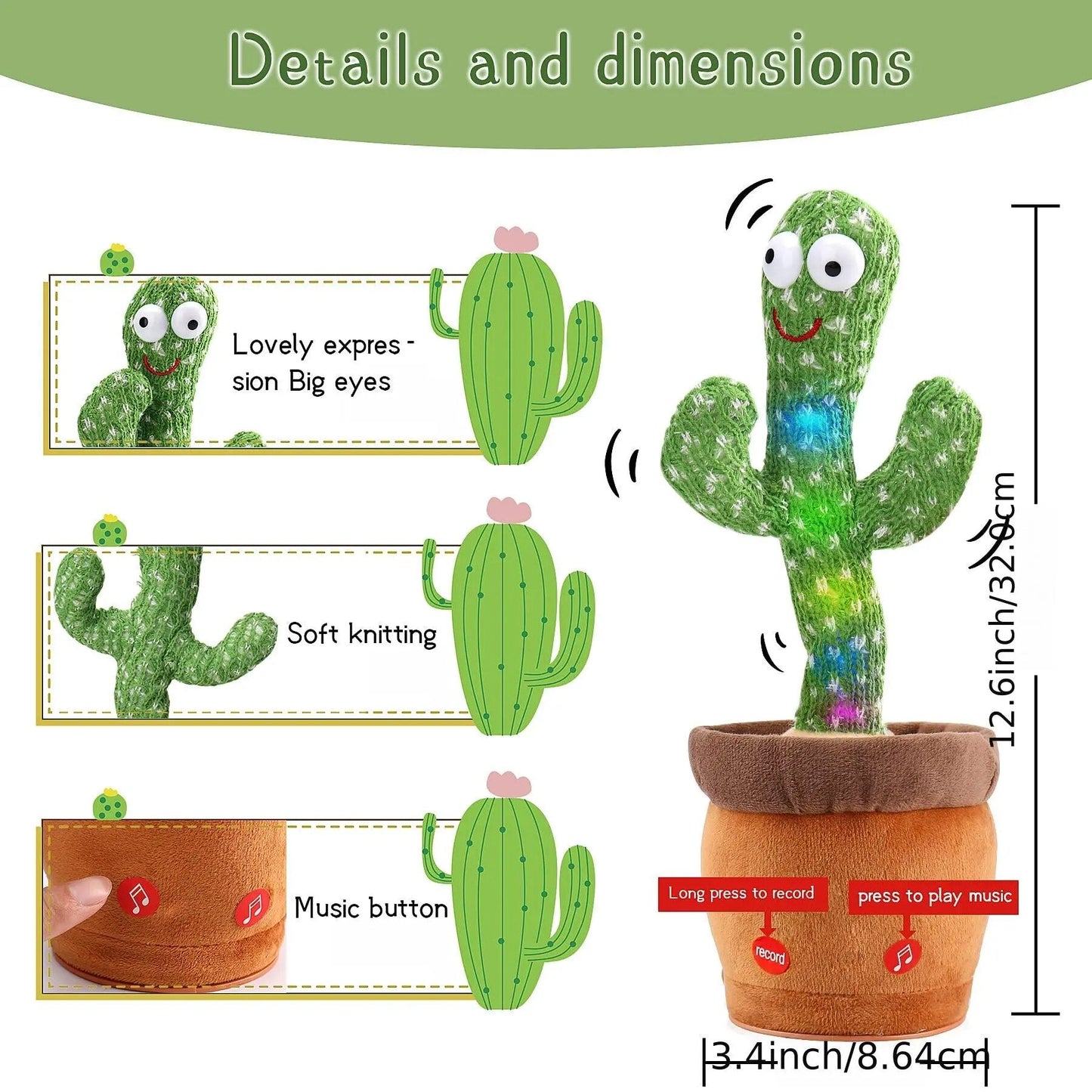 Singing and Dancing Electronic Plush Cactus Toy