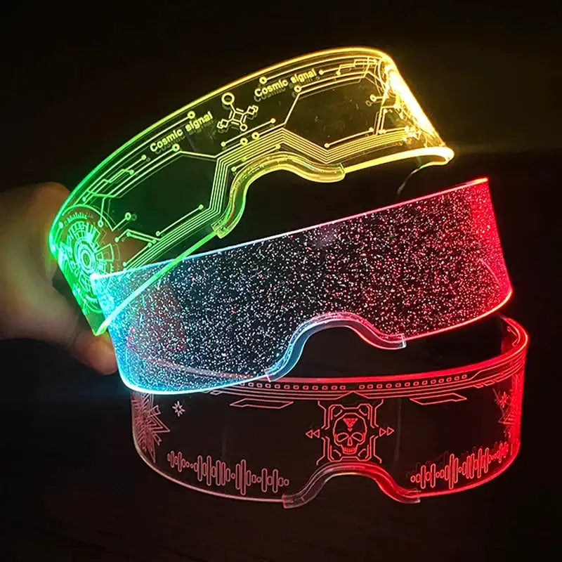 Acrylic LED Luminous Glasses Glow Party Glasses Neon Light Up Visor Eyeglasses DJ Bar Party Eyewear For Halloween Christmas - ToylandEU