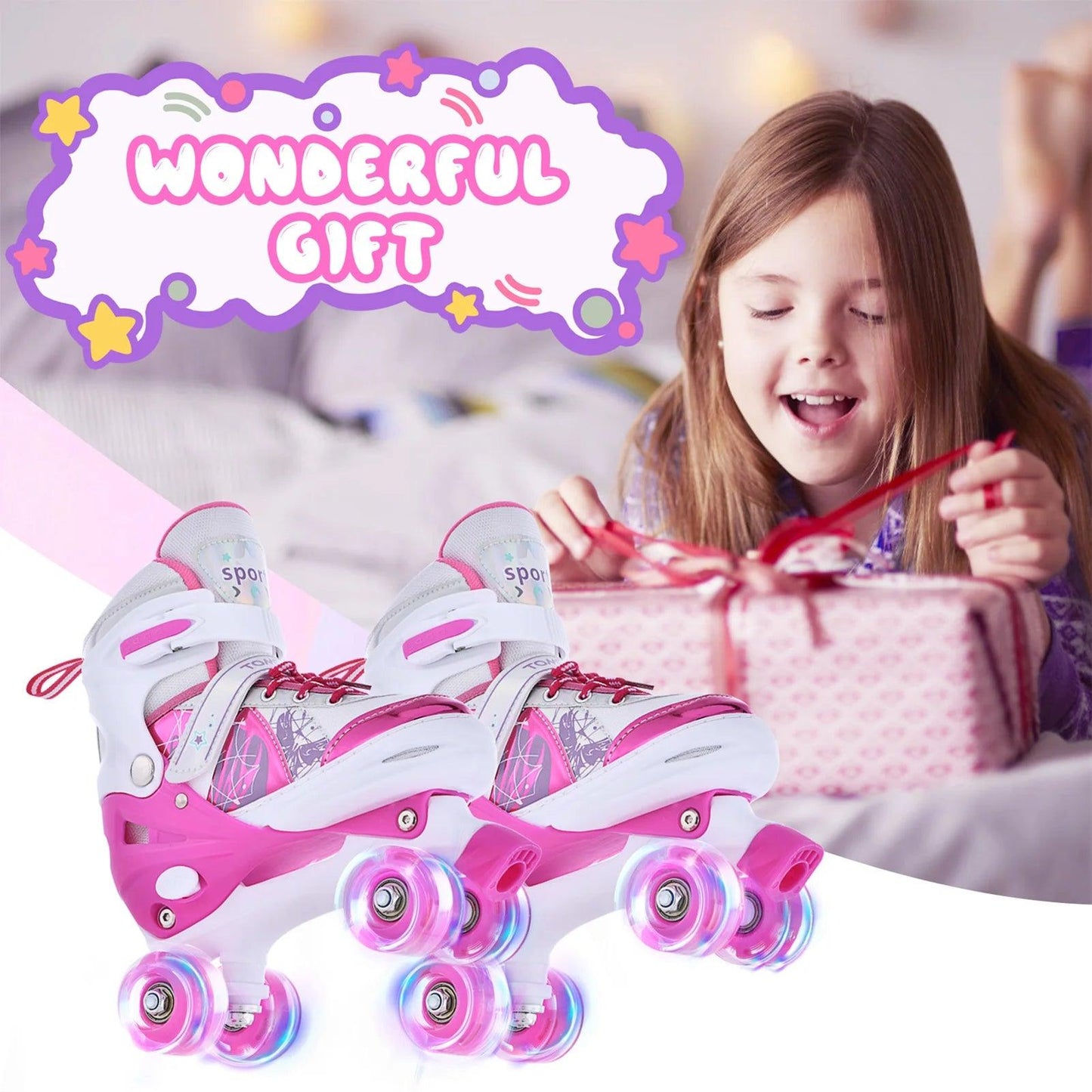 Roller Skates | 4 Size Adjustable | Toylandeu™