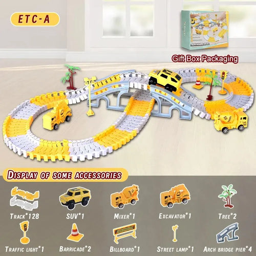 Kids Electric Track Toy Car Set with Mini Engineering Cars and Puzzle Trail ToylandEU.com Toyland EU