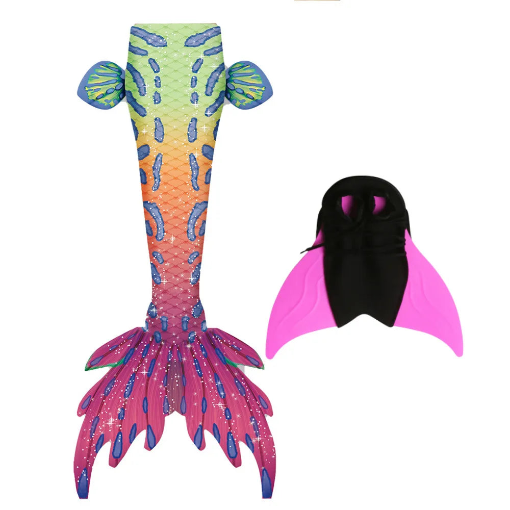 Mermaid Tail Swimwear | Elastic Polyester Elastane | Kids Unisex | Monofin