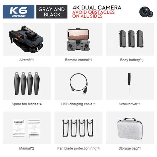 High-Performance K6 Dual Camera RC Drone with Optical Flow Technology ToylandEU.com Toyland EU