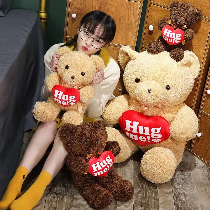 110cm Lovely Teddy Bear Plush Toys Cute Bear Holding Heart Accompany - ToylandEU