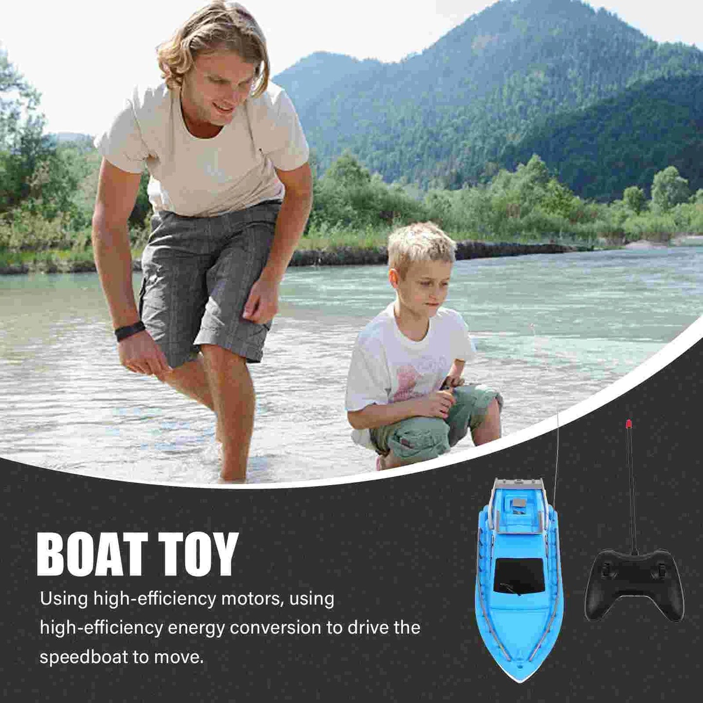 RC High-Speed Racing Boat with Remote Control - Blue