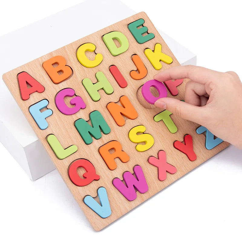 3D Wooden Toys Number Letter Shape Cognition Early Education Toys
