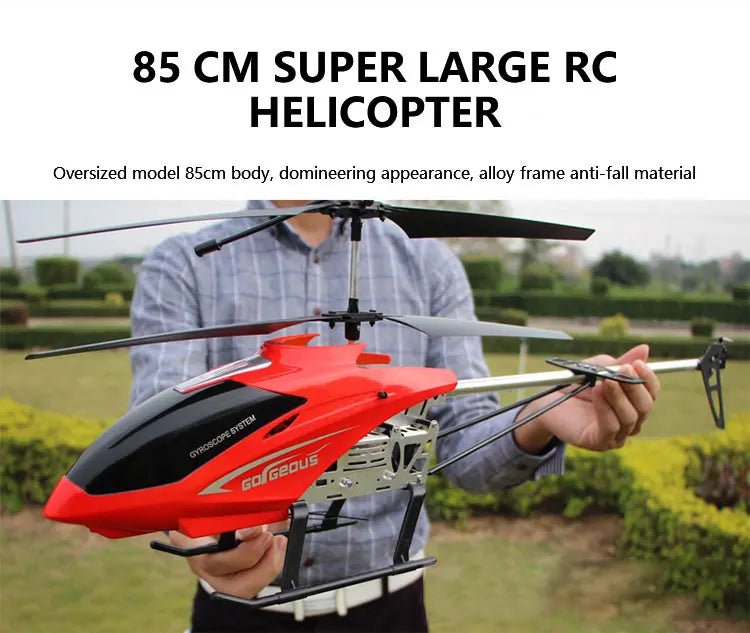 RC 80cm Remote-Controlled Helicopter with Anti-Fall Design - Durable Outdoor Toy Aircraft for Kids' Birthdays