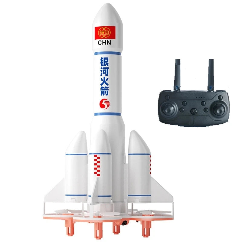 Kid's Remote Control Space Rocket with LED Lights and Vertical Takeoff - ToylandEU