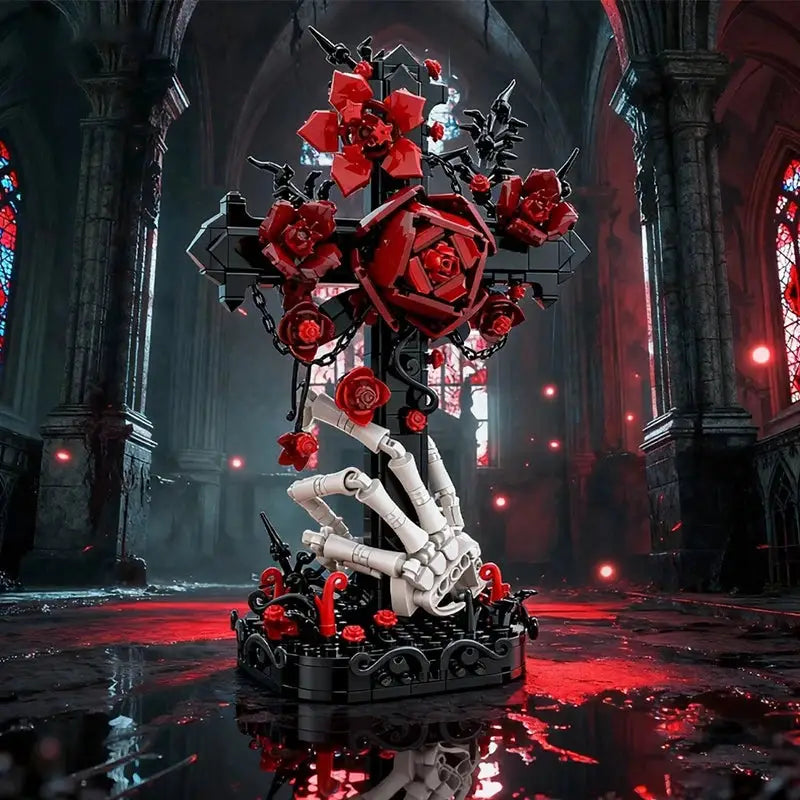 Mymocs Ideas Skull Roses Bouquet Bricks Model Gothic Crow Skull Flowers Plant Pot Decorate Building Blocks Kid Toys Adult Gift - ToylandEU