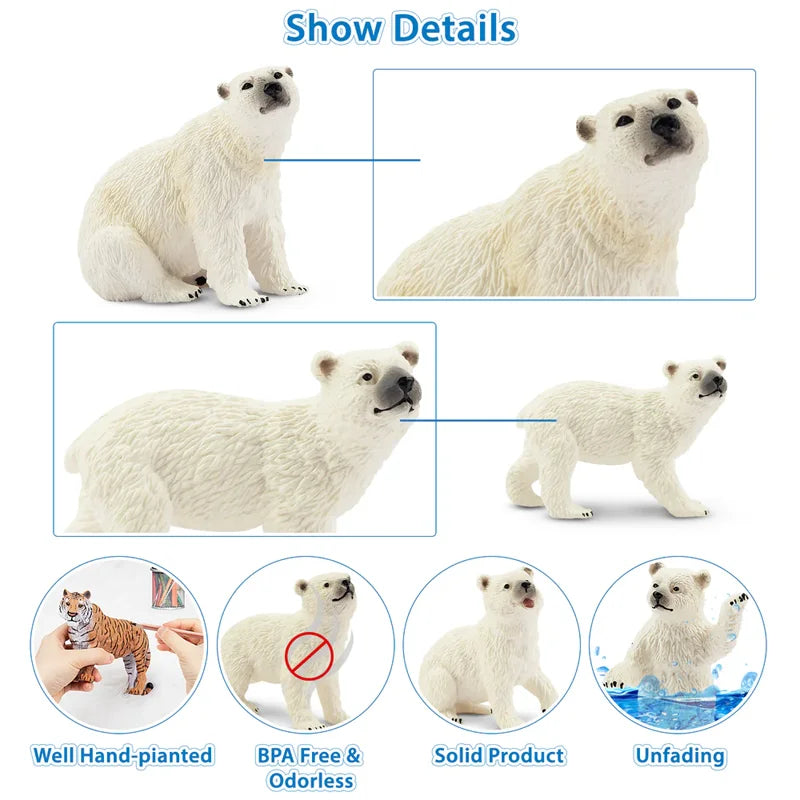 Polar Bear Figures | Mini PVC Figurines | 6 Pack | Unisex Kids Toy