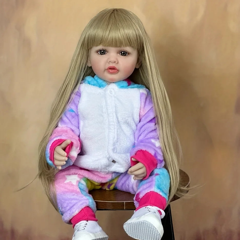 Blonde Long Hair Lifelike Reborn Baby Girl Doll - 55 CM 22 Inch