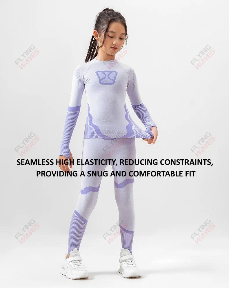 Kids Winter Base Layer Set | Quick Dry Fabric | Four Way Stretch | Sizes S M L