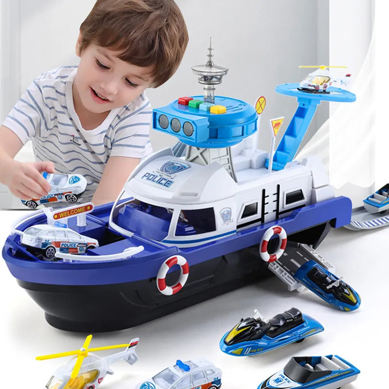 Big Size Music Boat Simulation Track Inertia Toy with 3 Cars and 1
