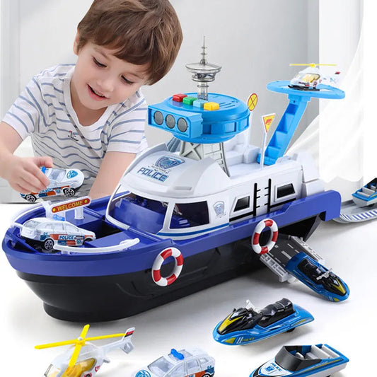 Big Size Music Boat Simulation Track Inertia Toy with 3 Cars and 1 - ToylandEU