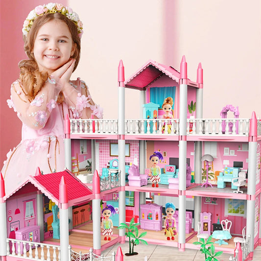 3D DIY Fantasy Princess Castle Villa Assembly Doll House Set Toys ,girls' Family Toys And 3D Cross-border Blockbuster Children's