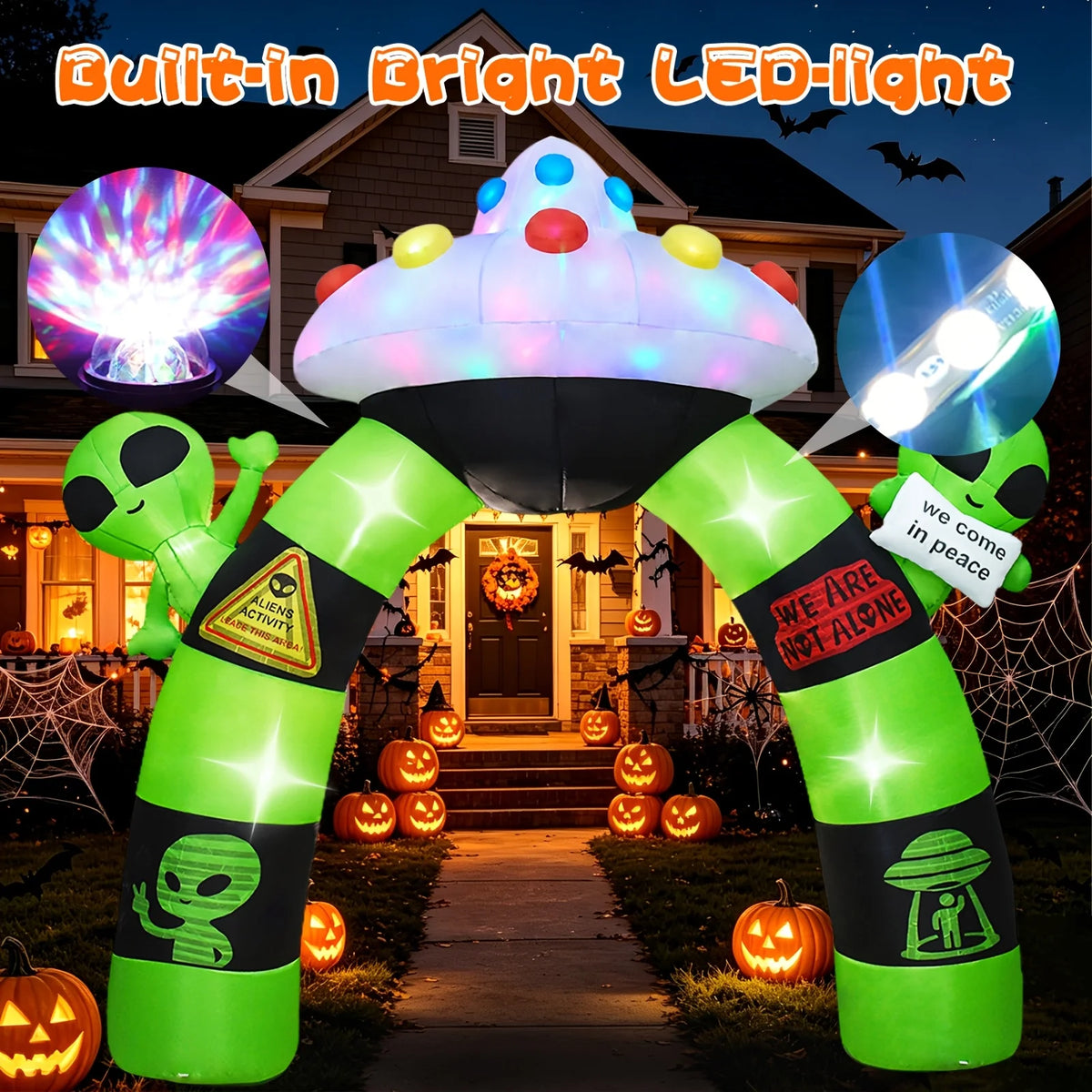 Halloween Inflatable Alien Arch | 10.5 Ft | Built In Led Lights | Outdoor Yard