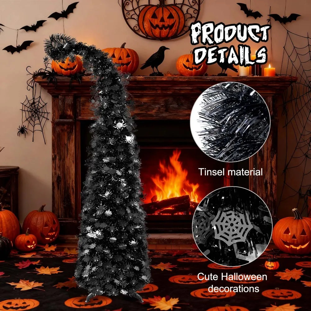 Artificial Christmas Tree | 59inch Height | Quick Pop Up Setup | Black