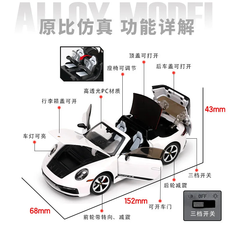 911 Targa 4S Diecast Car Model | 1:32 Scale | Mini Auto