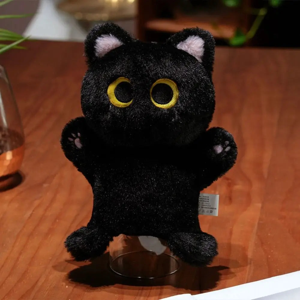 Cat Hand Puppet | Soft Plush | Finger Puppet | Black Beige