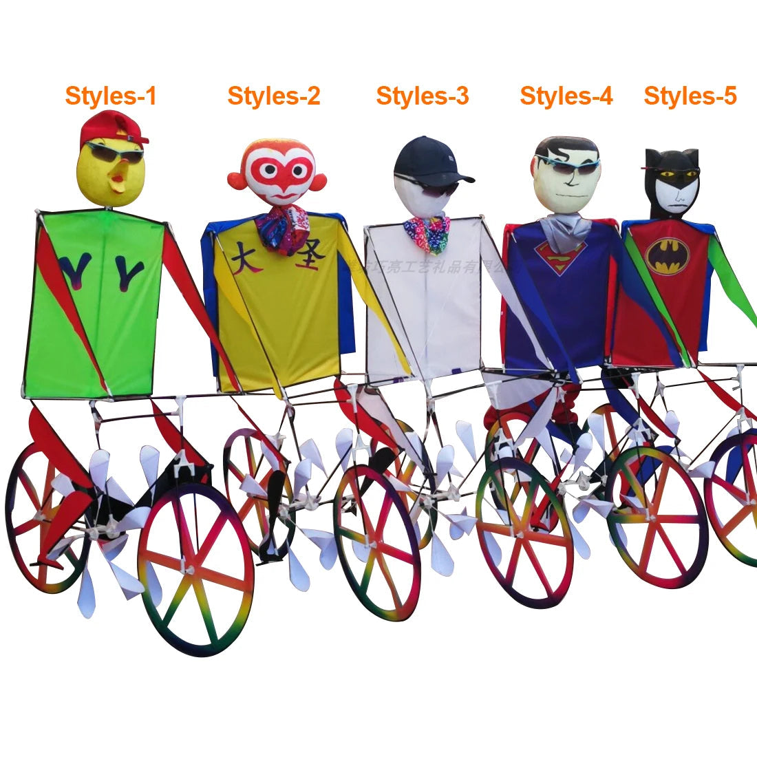 9KM Dynamic Bicycle Kite 1.2m*0.8m Line Laundry Single Line Show Kite with Pedaling Action