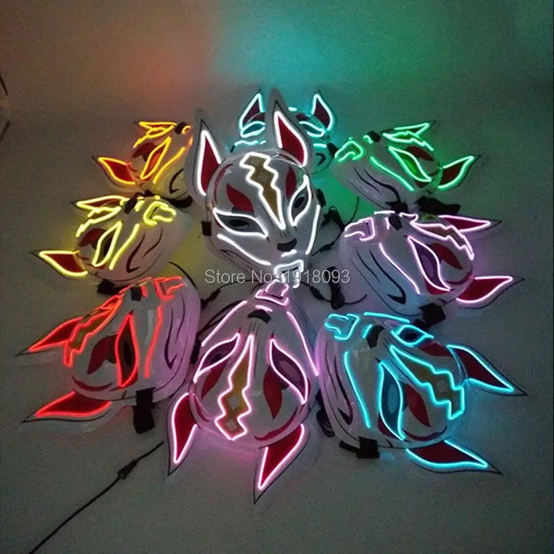 Hot Sale Anime Mask Halloween Cosplay Fox Masks Neon Light up Masks LED Luminous Mask Glow In The Dark Carnival Party Supplies - ToylandEU