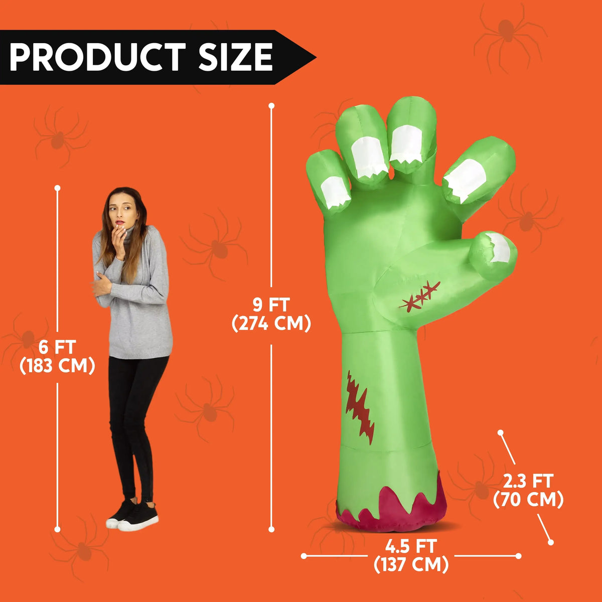 Giant Zombie Arm Inflatable | 9 Ft Long | Led Illuminated | Outdoor Yard