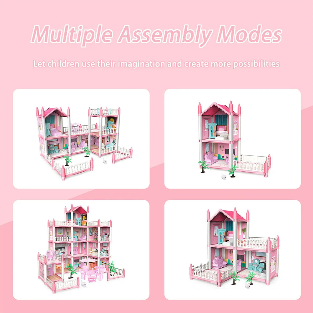 DIY Dollhouse Kit With 4 Dolls And Educational Accessories