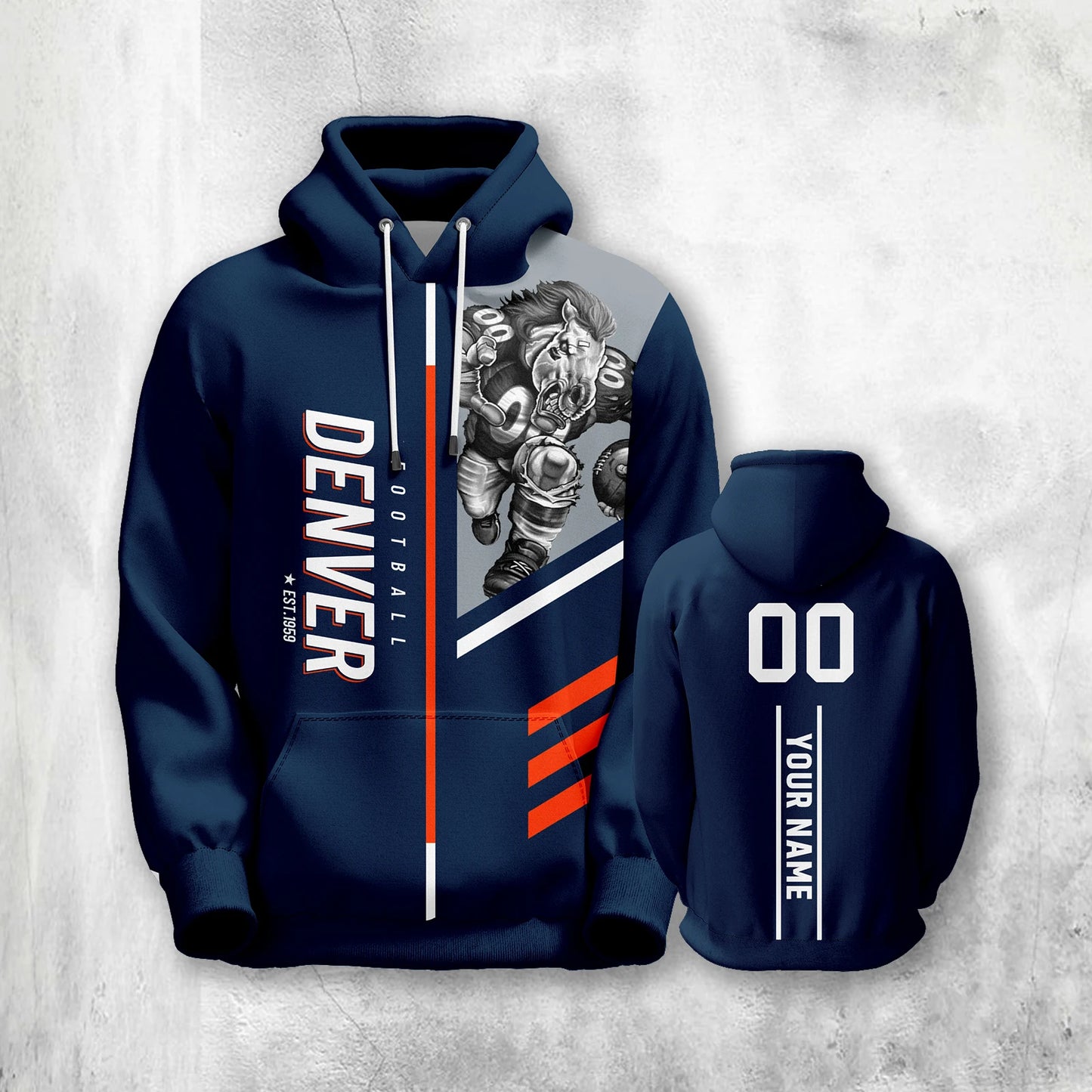 Customizable American Football Hoodie for Denver - Personalized Sweatshirt with Name & Number for Men, Women, and Youth - Ideal Christmas Gift for Fans