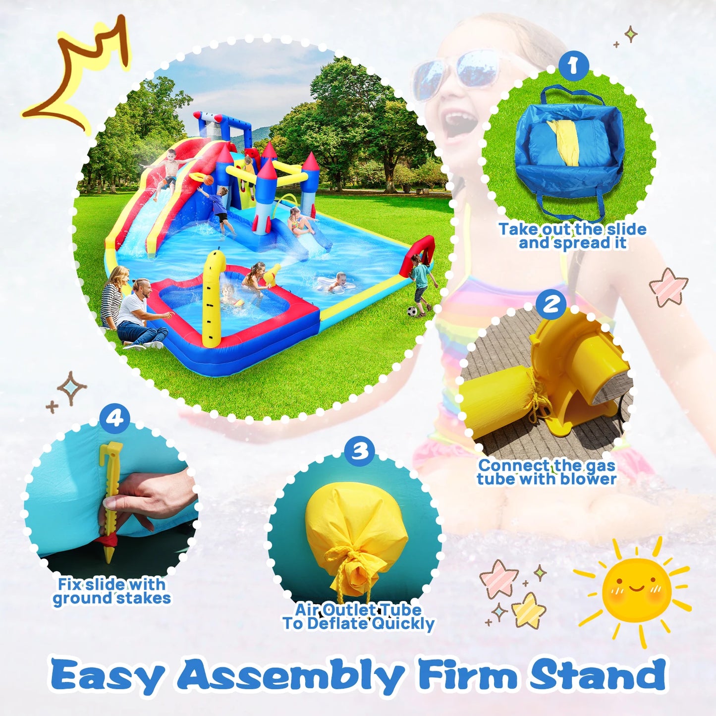 Inflatable Water Slide 10in1 Bounce House For Outdoor Fun
