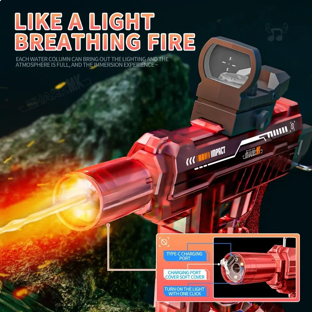 Electric Water Gun | LED Light Recoil | Long Range Blaster