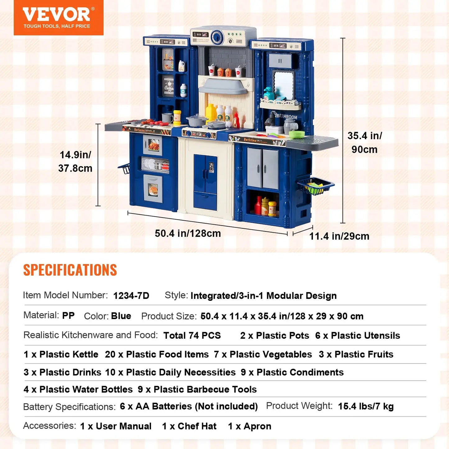 SucceBuy Kitchen Cooking Toys for Kids 74PCS Chef Playset with Sounds & Lights Children's Play House Toddlers Kitchenware - ToylandEU