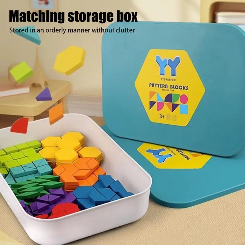 Montessori-friendly Vibrant Tangram Puzzle Set - Magnetic Wooden Blocks for Educational Play