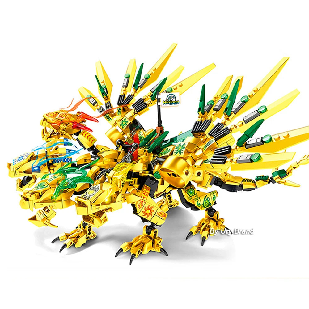 Ninja Golden Warrior Robot Mech with Flying Dragons - ToylandEU