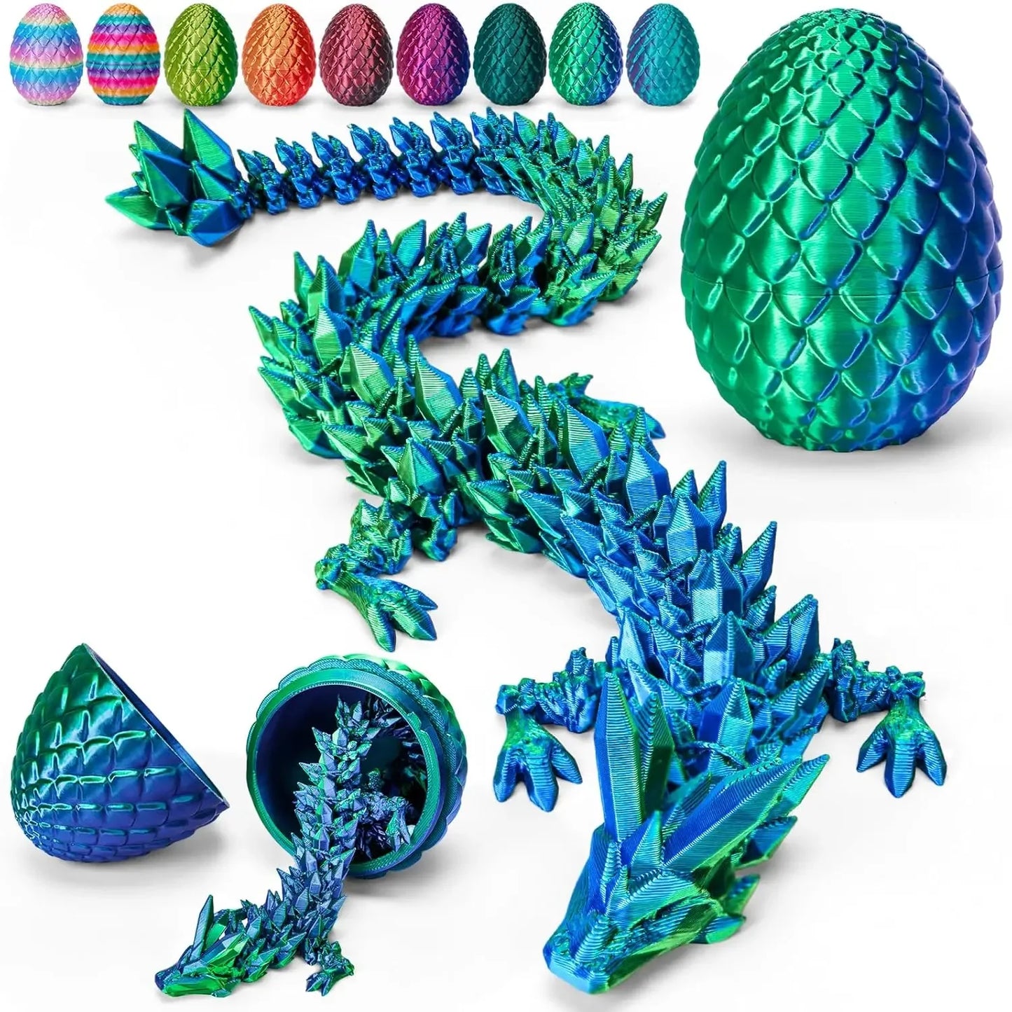 3D Printed Dragon Egg Toy With Articulated Crystal Dragon - ToylandEU