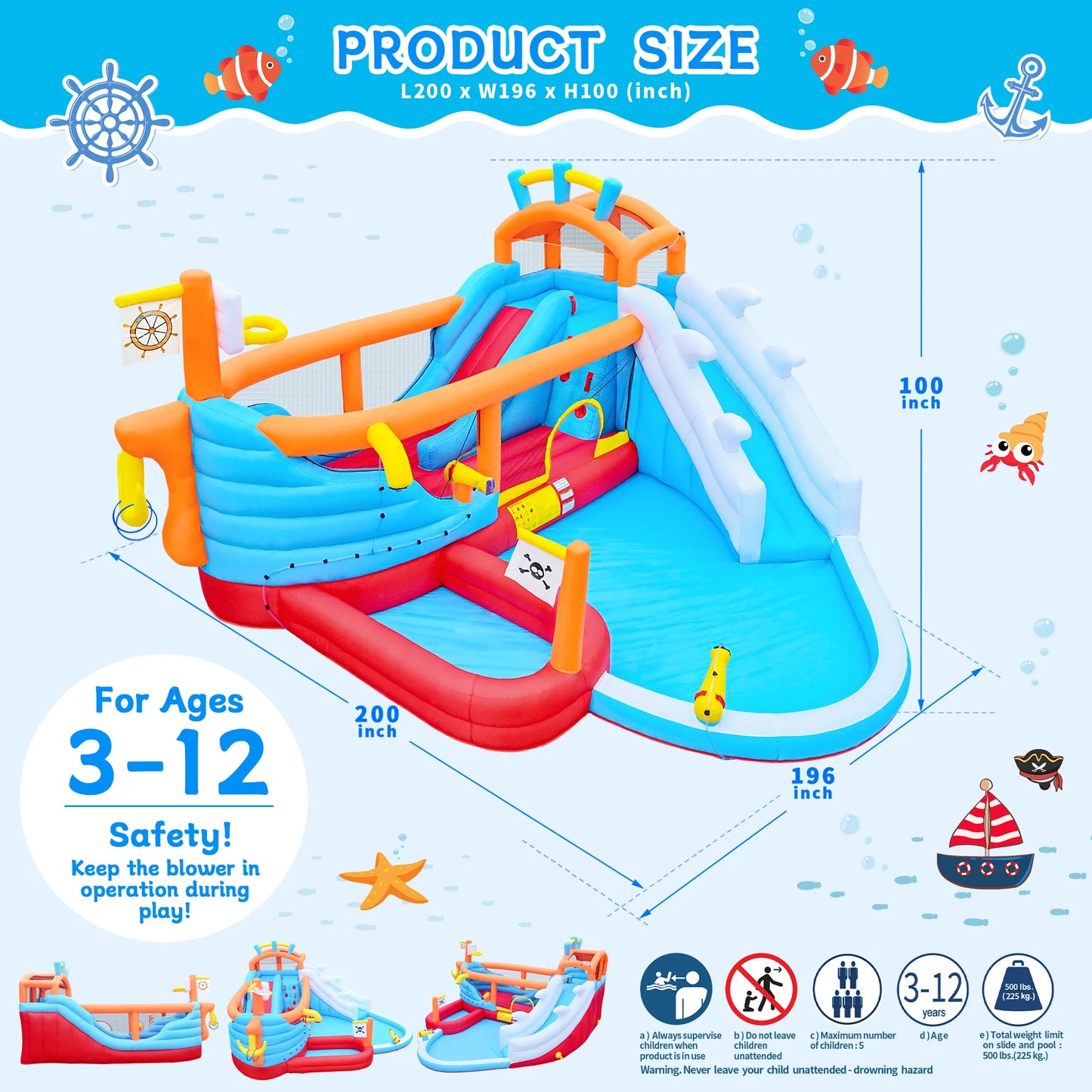 9-in-1 Inflatable Water Park With Dual Slides For Backyard Fun