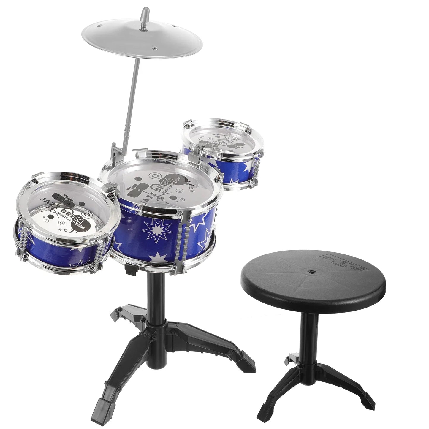 Kids Jazz Drum Set Toddler Drumsticks Cymbal Stool Chair Musical Toyland EU