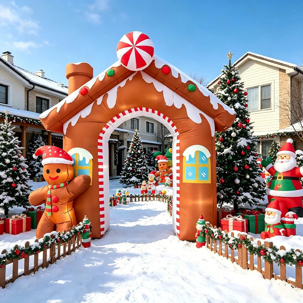 Inflatable Gingerbread Arch | 10 Ft Tall | Led Indoor Outdoor Yard Decor