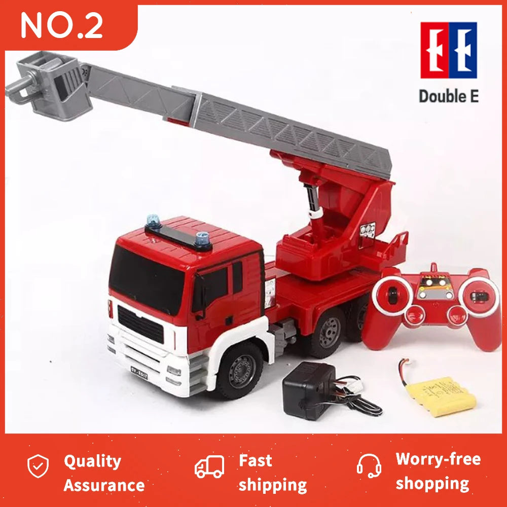 Remote Control Double E517 Fire Truck Toy with Retractable Ladder - ToylandEU