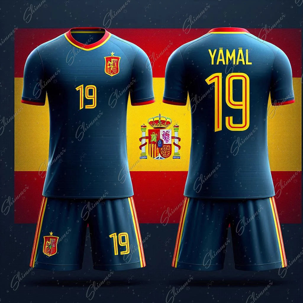 2024 Youth Spain Team No. 29 Yamal Quick-Dry Sports Set for Boys - Summer Jersey and Shorts Ensemble