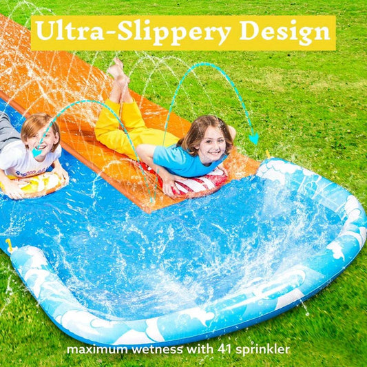 Inflatable Water Slide | 32.5 Feet Long | Includes 2 Boards