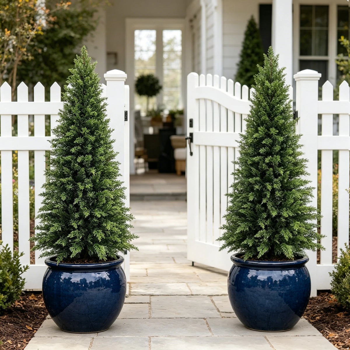Artificial Cedar Topiaries | UV Resistant | Black Pot | 2 To 6 Ft For Yard