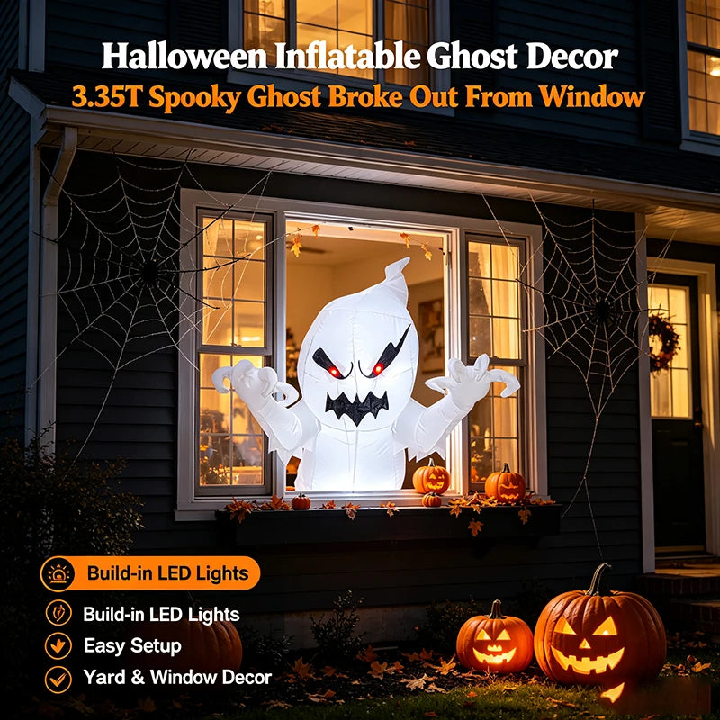 Inflatable Ghost Decor | 3.3 Ft Height | Built In LED | Halloween Yard Prop