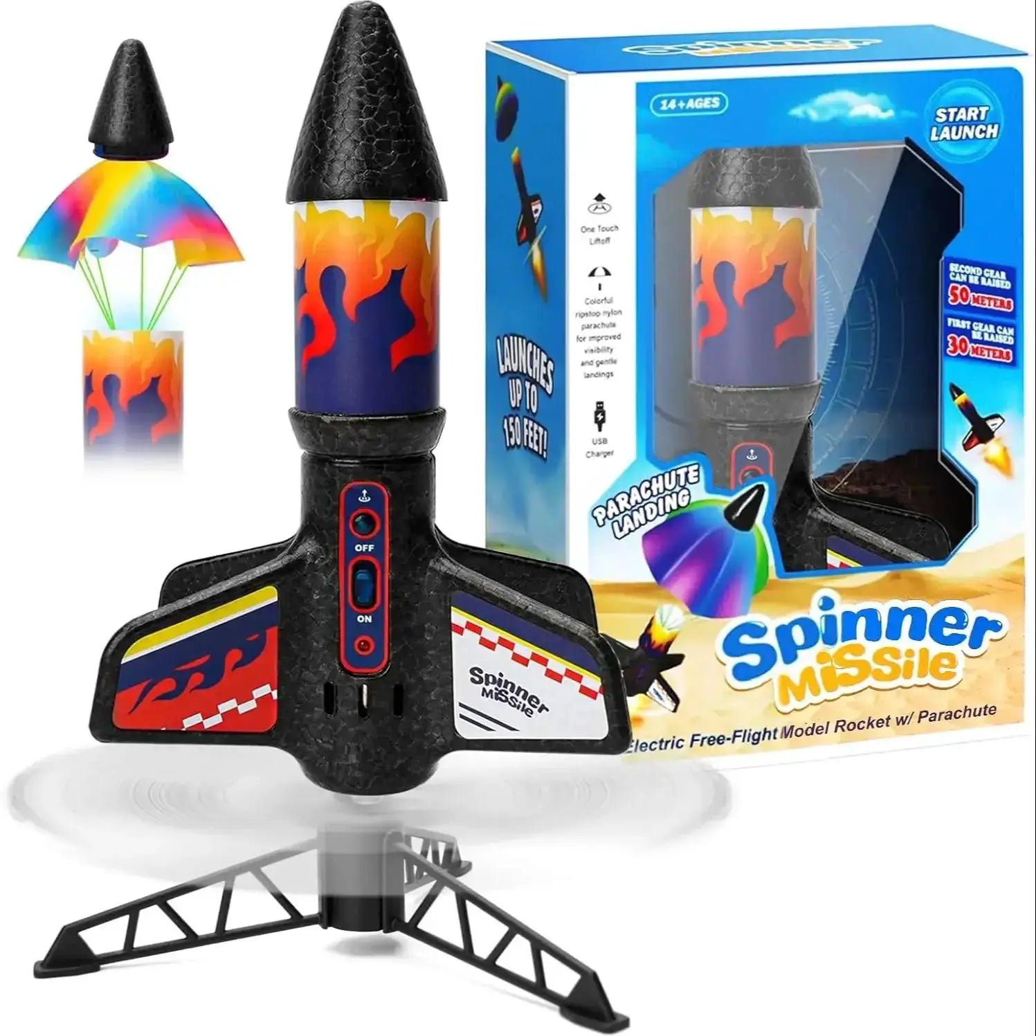 Kid Electric Rocket Launcher Toys Outdoor Model Rocket Kit Exploration Skyrocket With Parachute Game for Boy Girl - ToylandEU