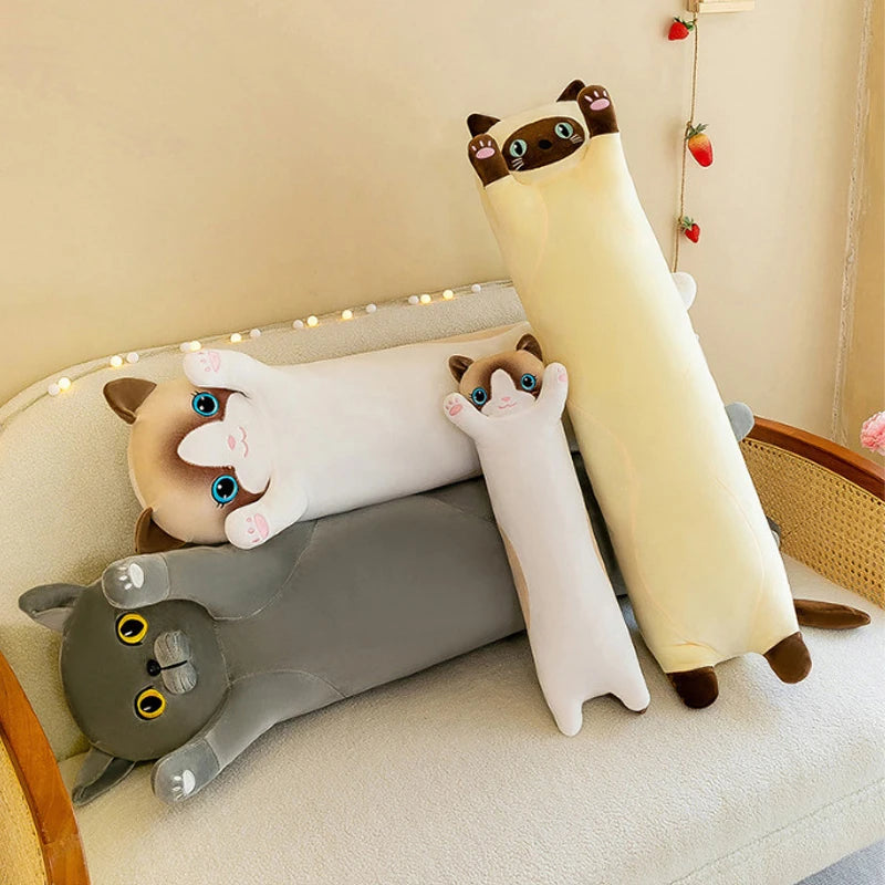 Plush Cat Pillow | Long Sleepy Shape | Toylandeu™